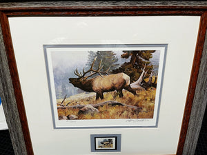 Ken Carlson 1984 Boone And Crockett Club Stamp Print With Stamp - Brand New Custom Sporting Frame