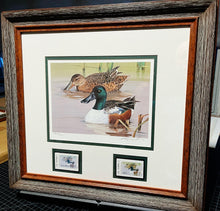 Load image into Gallery viewer, Ken Carlson 1994 Texas Waterfowl Duck Stamp Print With Double Stamps - Brand New Custom Sporting Frame