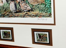 Load image into Gallery viewer, Les McDonald 2002 Quail Unlimited Stamp Print With Double Stamps - Brand New Custom Sporting Frame