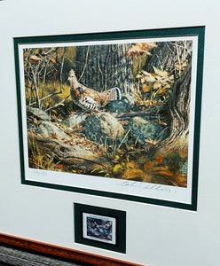 Robert Abbett 1982 The Ruffed Grouse Society Conservation Stamp Print With Stamp - Brand New Custom Sporting Frame