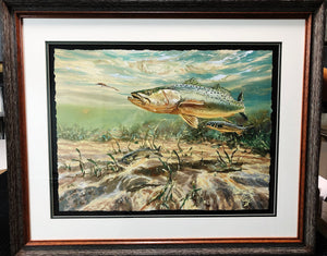 Chance Yarbrough Dangerous Company GiClee Half Sheet - Speckled Trout With Mullet - Brand New Custom Sporting Frame
