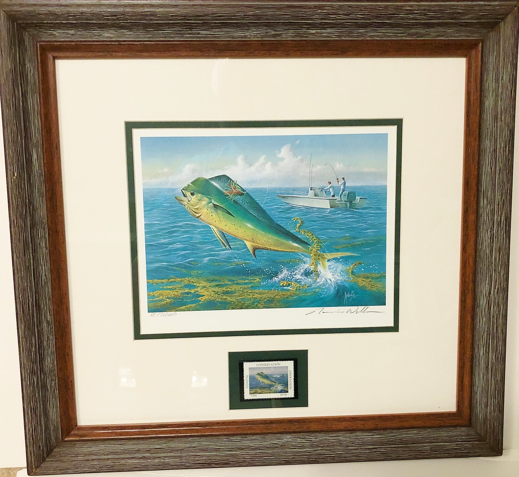 Ronnie Wells 1992 Coastal Conservation Association CCA Stamp Print With Stamp - Brand New Custom Sporting Frame